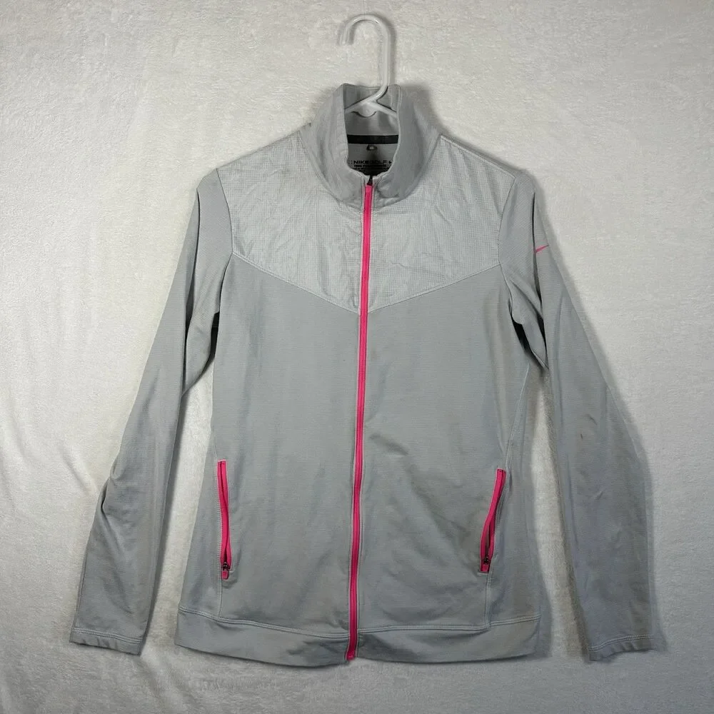 Nike Golf Dri-Fit Hypervis Full Zip Performance Jacket Women Medium Grey Stretch
